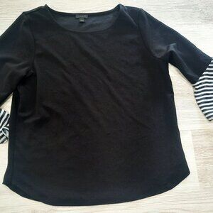 Ann Taylor Factory Bell Stripe Sleeve Blouse Size Large